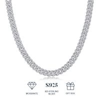 Wholesale 925 Sterling Silver Moissanite Cuban Chain Necklace Oval Cut 18K Gold Plated Hip Hop Jewelry