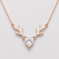 Deer Antler Heart Necklace, Crystal Pendant