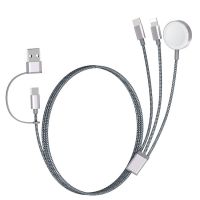 SIYOUNI 3-in-1 Nylon Braided Magnetic Charger Portable Durable Charger for Smart Watch Cell Phones Wireless Earbuds