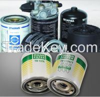 oil filter, fuel filter, air filter