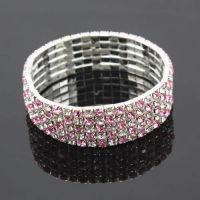 5 rows white & pink crystal bracelet