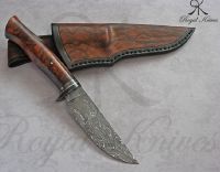 CUSTOM 100% HAND MADE DAMASCUS STEEL KNIFE WITH DESERT IRONWOOD BURL HANDEL