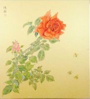 Gold card Chinese painting, Chinese ink and wash painting on hard paper for home decor