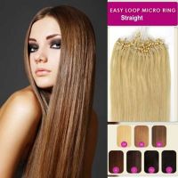 Micro rings/loop hair remy human hair extensions #1B