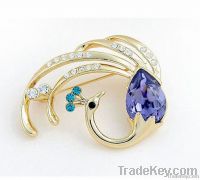 Blue Fire Phoenix Crystal 18K Gold or Silver Alloy Brooch Corsage