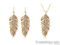 Free Shipping Bohemia Crystal Feather Of Love 18k Platinum Plated Sets