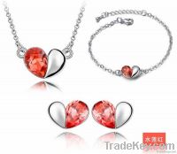 Red Love Whispers  Crystal  Alloyed Necklace Earring Bracelet