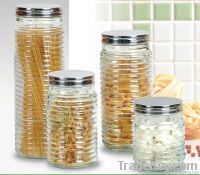 Glass storage jar with metal lid