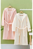 105CM Softer Super Absorbent No Shedding Hair Coral Fleece Women Bathrobe Candy Velvet Wearing Hats Bath Robe From China