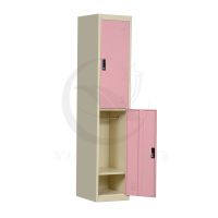 KD 2 tier clothes steel hostel locker cabinet with clothes hanger rail