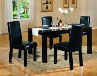 wood table with leather chiar