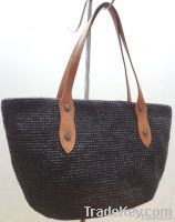 Straw tote handbag