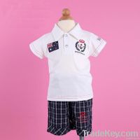 Fashion Summer Babies Boys Navy Lapel T-shirt + Pants