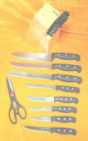 14pcs PP Handle Knife Set Plus Wooden Block