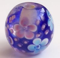 handmade Lampwork glass round Beads flower 14mm