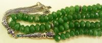 WORRY BEADS TASBIH SUBHA 66 FACETED EMERALD &amp; STERLING