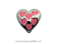 8mm metallic enamel heart shape  slide  charm HF99-8-46