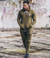 Men's Tracksuit Zip Up hoodies Super Skinny Joggers New Model 2025 Khaki Greens.