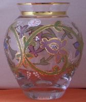 Crystal Vase With Flower Motif From Czech Republic