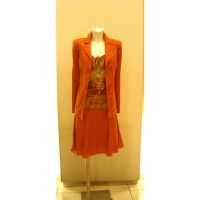 S/S lady suit 100% linen and printed blouse