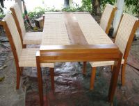 Rattan and teak dining set