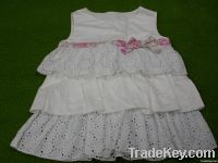 100% cotton embroidered girls ruffle dress