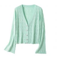 2026 Lady's Woollen Sweater Open-necked sweater with a hollowed-out design
