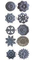 Cast Iron Rosettes, Floral Ornaments