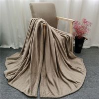 OEM Orange color Striped Lightweight Fleece  Blanket Soft Plush Fluffy Blanket for couch sofa