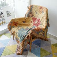 World Map Throw Blanket Reversible Hippie