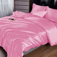 Pure Color Imitation Silk 4Pcs Set Of Europe Simple Bedsheet Bed Pillow Case Bedding Setwrinkle Free Striped Satin Silk Quilts From China