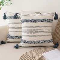 Throw Pillow Covers ,Tufted Embroidered, Decorative Pillow Covers for Living Room Farmhouse Sofa Bed