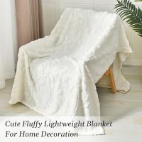Fleece Throw Blanket for Couch - Super Soft Flannel Fleece Leaves Jacquard Pattern Lightweight Twin Bed Blanket