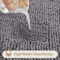 New Custom Non-Slip Soft Super Water Absorbent Machine Washable Dry Bath Rugs Bathroom Mat Shaggy Chenille Bath Mats