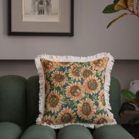 Jacquard Floral Satin Throw Pillow Covers Luxury Vintage Cream Teal White Silk Pillowcase Home Car Decorative Cushions
