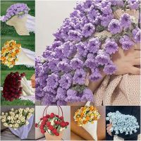 Handmade Crochet Lily of The Valley Flower Bouquet Blanket - Light Blue Sofa BlanketSoft and Cozy Knitted Throw