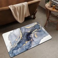 Diatomaceous Earth Bath Mat Gold Marble
