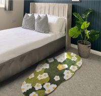 Moss Floral Bath Mat Cute Plant Toilet Rug Spring Flower Bathroom Green