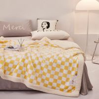 Customized Double Fuzzy Checkerboard Throw Blanket Custom Print Plaid Wholesale Flannel Throw Blankets
