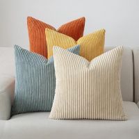 Corduroy Throw Pillow Covers Decorative Soft Striped Square Cushion Covers Spring Pillowcases Soft Plush Corduroy Throw pillow