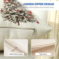 Throw Pillow Covers 18 x 18 Holiday Decorations Winter Decorative Cotton Linen Fabric Pillowcase for Christmas Home Sofa