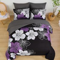 Luxury decor Floral Comforter Set Queen Size 7 Pieces Bed Purple Floral Comforter and Sheet Set Soft Microfiber Complete Bedding Sets for All Seasons From China