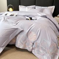 Embroidery Cotton Bedding Sets with Zipper Closure Custom Luxury Duvet Cover Queen Size pure cotton bed sheet and duvet cover