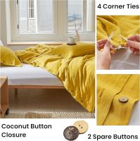 Duvet Cover Set King Size Coconut Button Closure Heather Check Linen-Like Style Weight Durable Brushed Microfibe Elegant Soft Modern King Duvet Cover