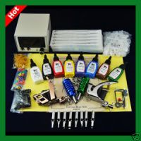Tattoo Kit 2 Gun power Supply Needles Grip Ink Skin Tip