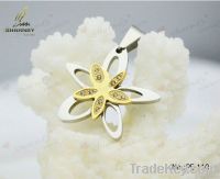 2-tone beauty diamond floral flower star gold plated&silver layered pe