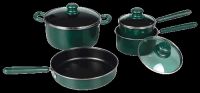 7PC straight shape non-stick cookware set(colour glass lid)