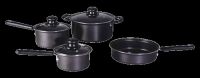 7PC straight shape non-stick cookware set1(glass lid)