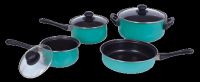 7PC straight shape non-stick cookware set2(glass lid)