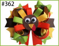 4.5&quot;Thanksgiving Gobble Gobble Turkey Thanksgiving Turkey Hair Bow Tommie Turkey Hair Clip Holiday Hair Clip